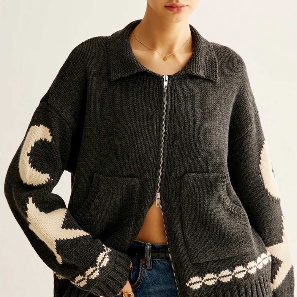 Commense Double-Zip Pockets Lapel Cardigan - Picture 2 of 14